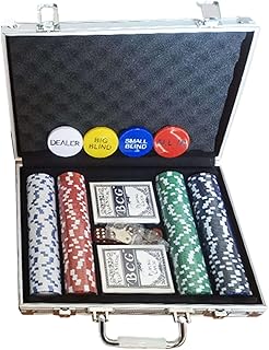 Generisch Poker Chips Set, Style Poker, Complete Chip, Texas Hold’em Collection, Aluminum Case, Kit for Blackjack, Game Nights & Card Clubs, 100Pcs, 200Pcs