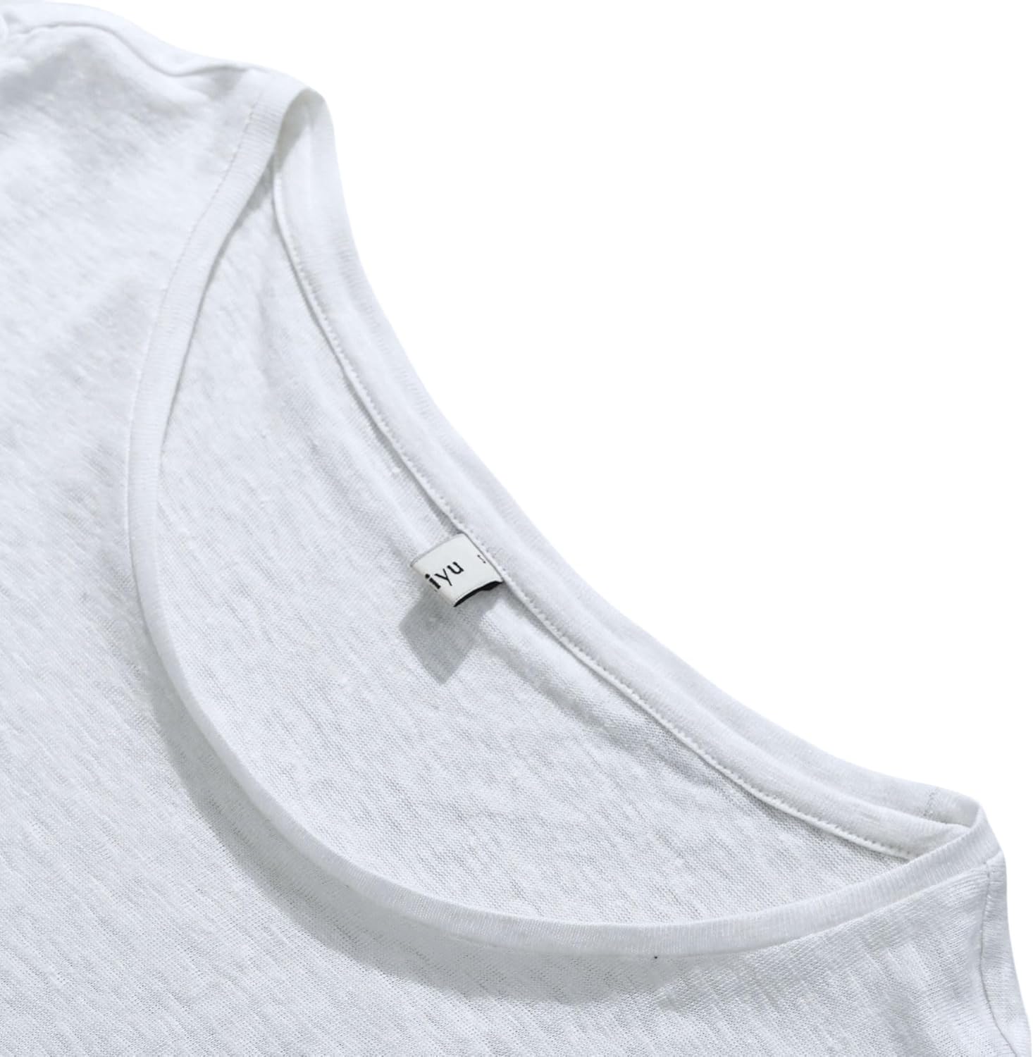 Amazhiyu Women's 100% Linen Knit T-Shirt Short Sleeve Basic Tee Summer