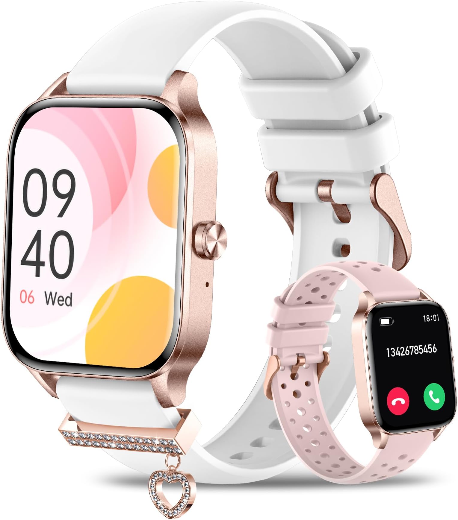 Montre Intelligente Femme - 1.69 Pouces, Bluetooth, Appels, Sport - Rose, 40mm - NEUVE