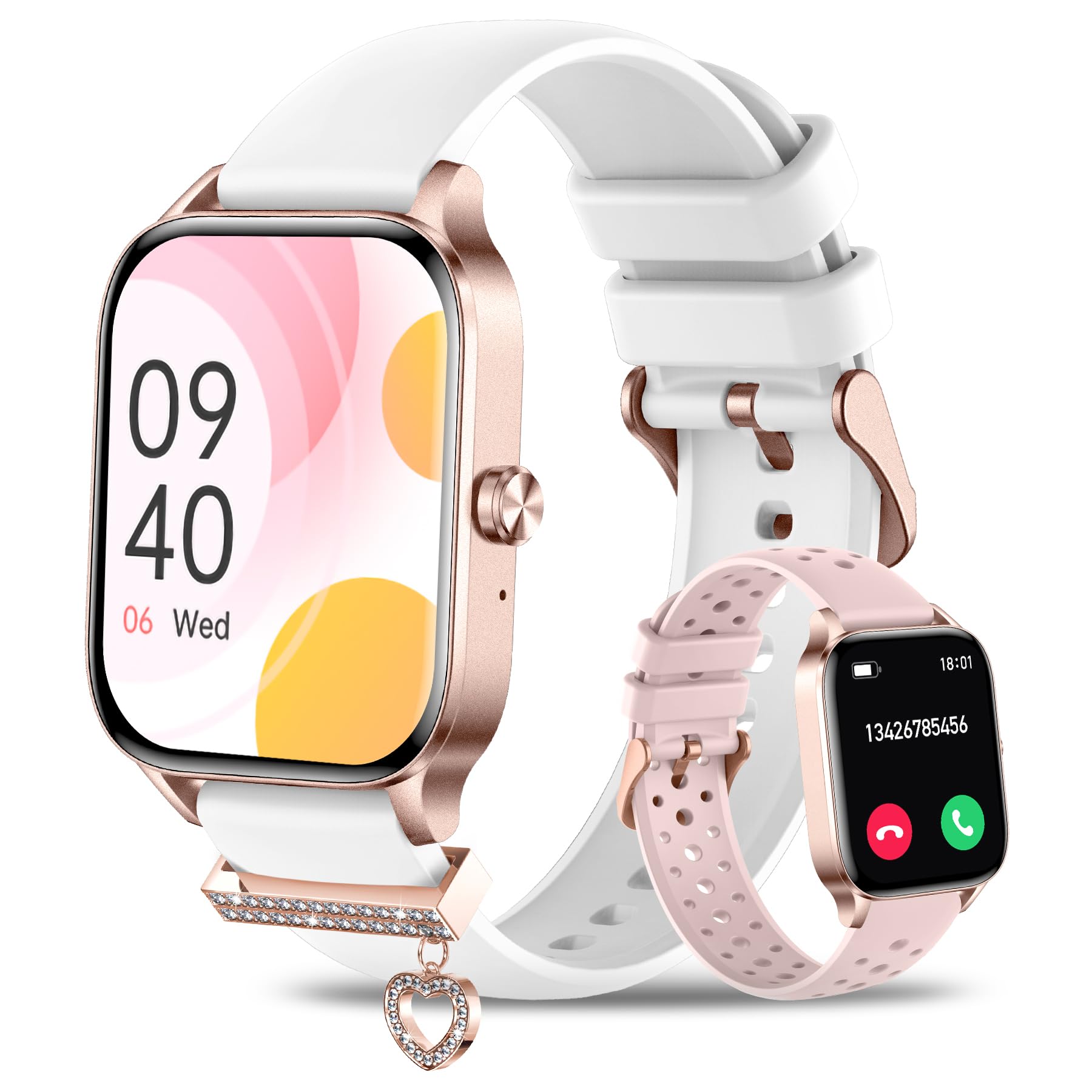 Iaret Reloj Inteligente Mujer, 1,85" Smartwatch con Llamadas, Pulsera Actividad con 100+ Modos Deportivos, Pulsómetro, Monitor de Sueño, Podómetro, Smart Watch Compatible con Android iPhone, Oro Rosa