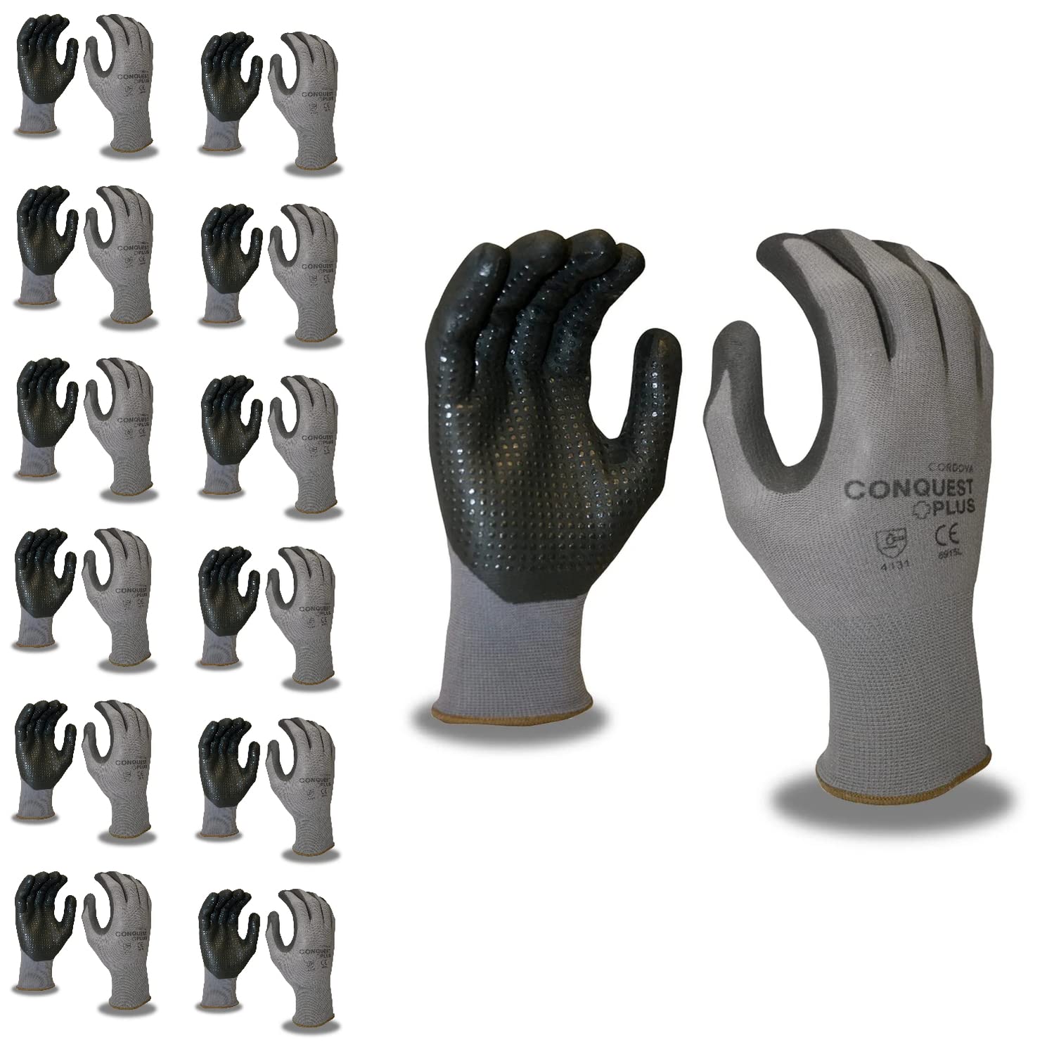 Cordova 6915XS Conquest Plus Gloves, Premium, Gray Nylon/Spandex