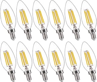 FLSNT 60W Equivalent LED Chandelier Light Bulbs, Dimmable LED B11 E12 Candelabra Base Bulbs, 3500K Natural White, 550LM, 12 Pack UL,CA65 Listed.