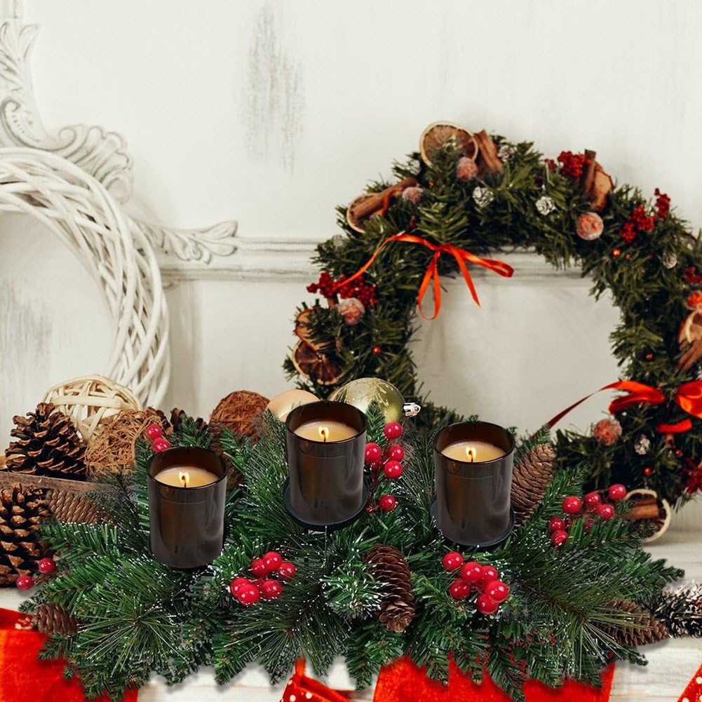 Candelabro Navideño, Centro De Mesa, Piñas Artificiales, Bayas, Portavelas, Decoración para Mesa De Comedor, Decoraciones Navideñas.