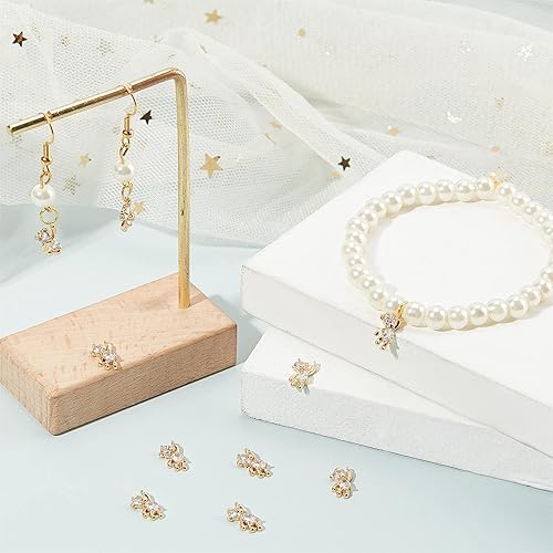 Miniatura 6 de CHGCRAFT 12 dijes de oso chapados en oro de 18 quilates, latón con micro pavimento, circonita cúbica transparente con lazo para joyería, collares,