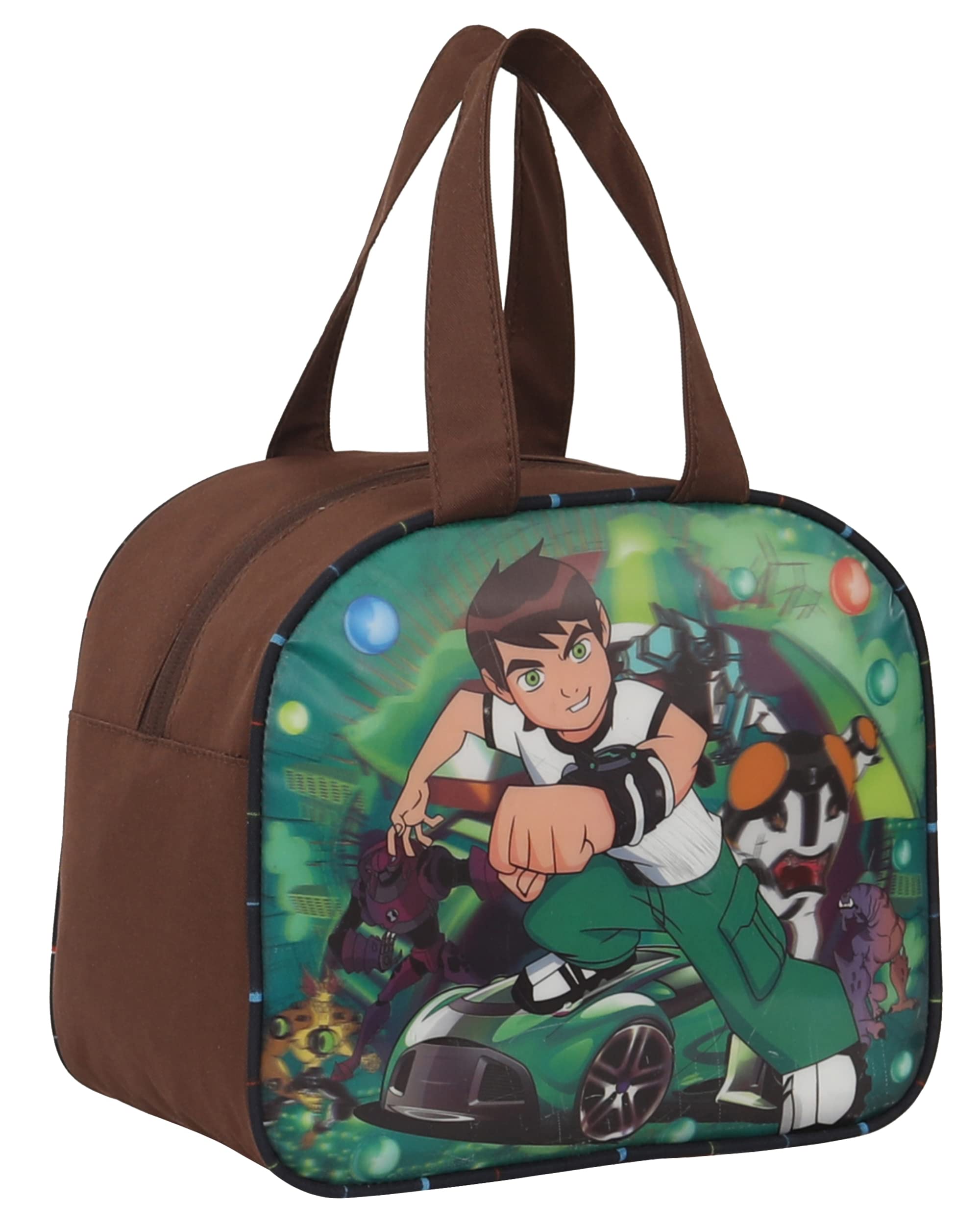 STRONG LIFE Polyester Tiffin Picnic Work School Office Lunch Bag for Kids with Bottle Holder (Brown)-picture-14