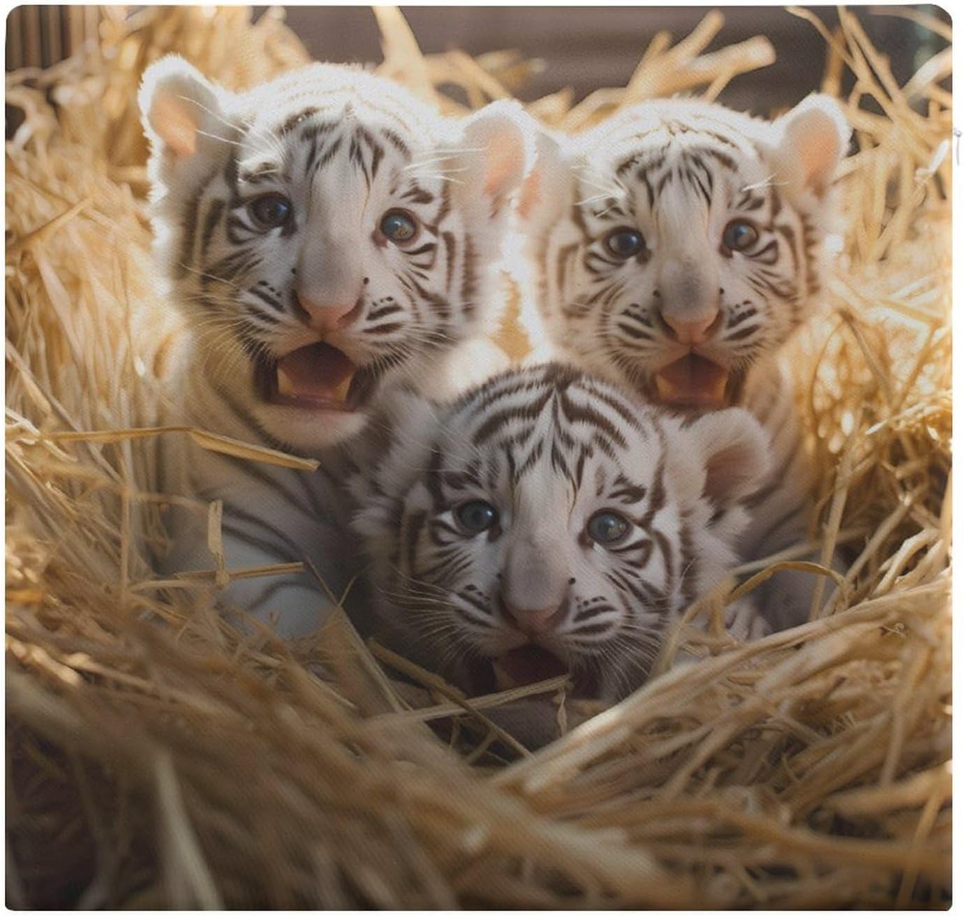 Wild White Tiger Floor Pillow Meditation Yoga Cushion Square Chair Cushion Pillows Seating for Adults