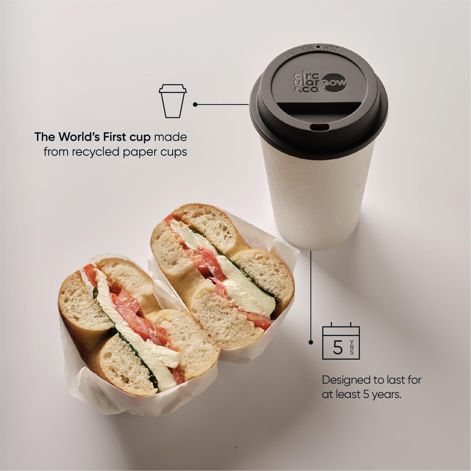 Circular & Co Reusable Now Coffee Cup, 12oz/340ml, Insulated, Sustainable & Recyclable, Coffee Travel Mug, Snap Fit Lid - Image 4