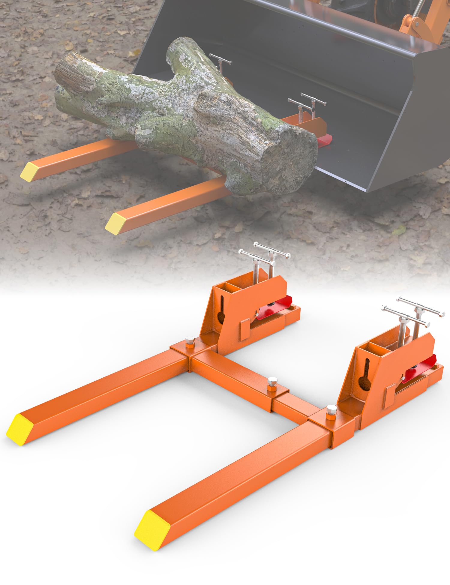 2024 New Upgraded 43" Clamp on Pallet Forks, Tractor Bucket Forks with AntiSlip
