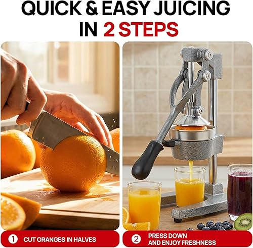 Miniatura 5 de Exprimidor de cítricos de hierro fundido de cocina, exprimidor manual de naranja, exprimidor de encimera resistente para limón, naranja, fácil de