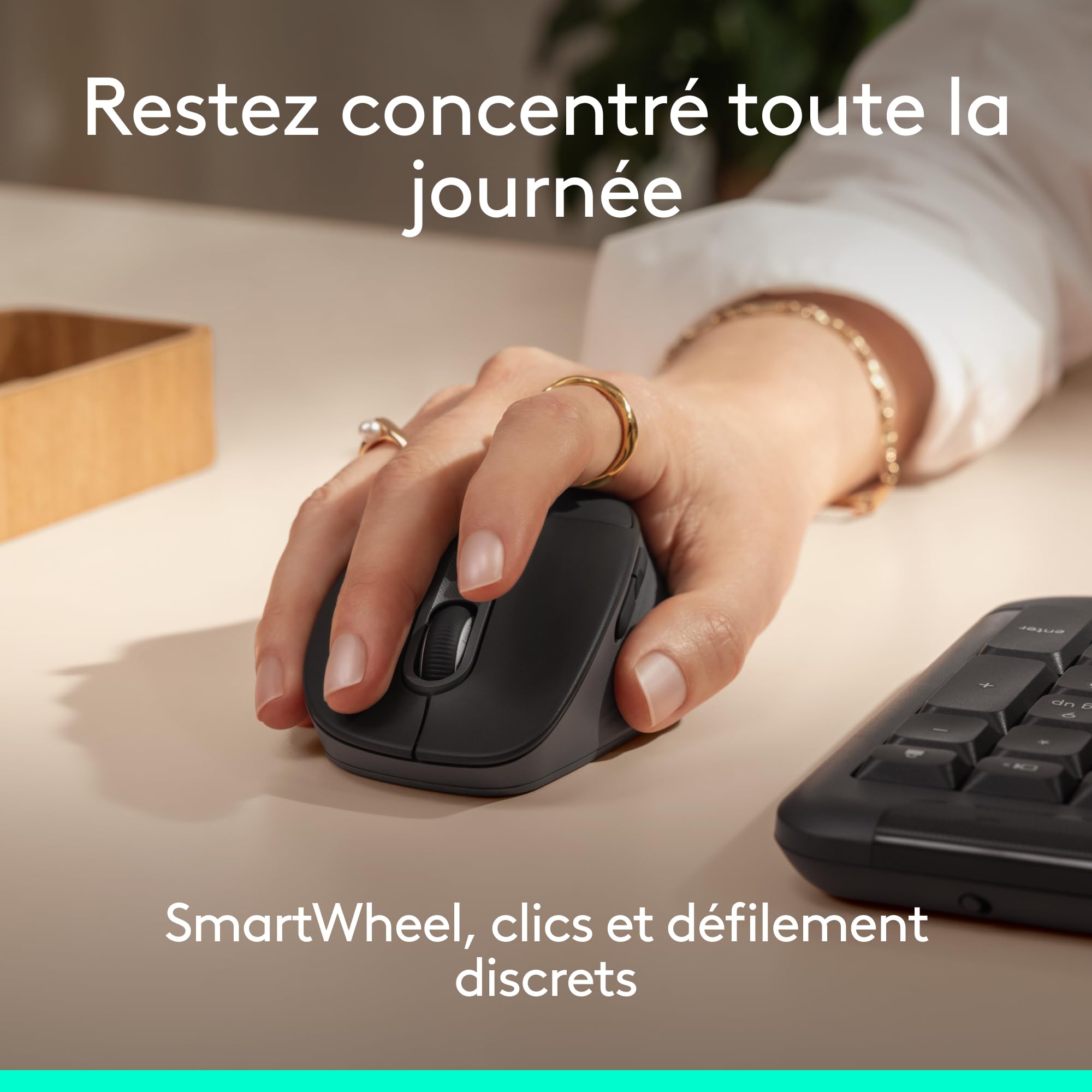 Logitech Signature Comfort Plus M850 L, Souris sans Fil, Souris Bluetooth avec Coussin de Paume, clics Silencieux, Batterie 24 Mois, Boutons Personnalisables, pour Windows, Mac, iPad - Noir