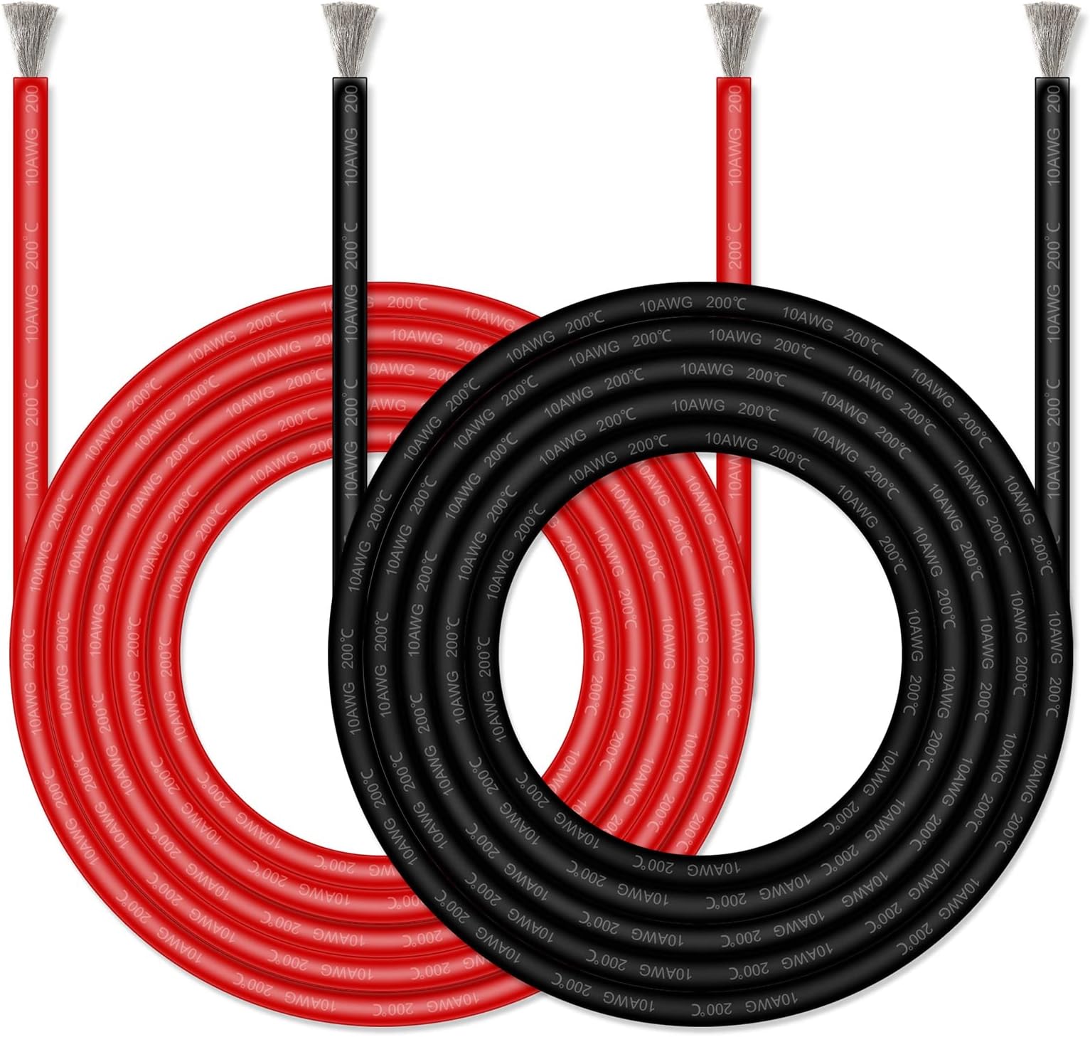 10 Gauge High Temp Silicone Wire 6 ft red and 6 ft Black Flexible Insulated Copper Wire