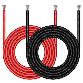 Glarks 10 Gauge (AWG) Silicone Wire 12Feet (6ft Black / 6ft Red) Super Soft Flexible Silicone Wire