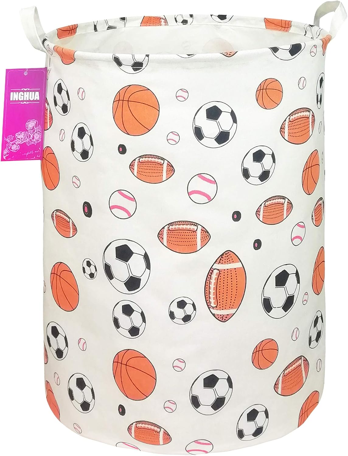 Laundry Hamper Large Canvas Fabric Lightweight Storage Basket/Toy Organizer/Dirty Clothes Collapsible Waterproof for College Dorms, Boys and Girls Bedroom,Bathroom(Love cat)