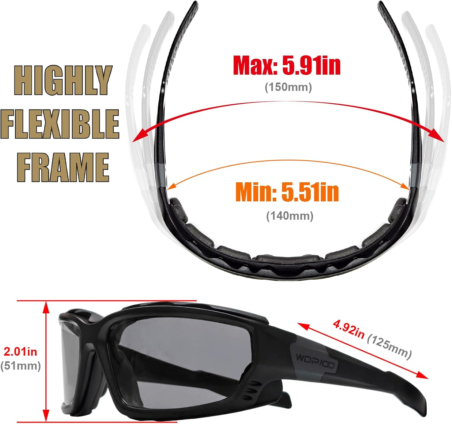 Motorcycle Riding Glasses Inner Foam Gasket Goggles with Strap for Powersports UTV Windproof GK20