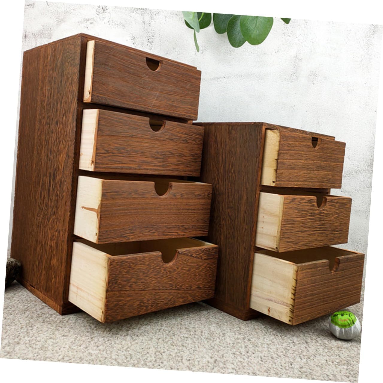 Zerodeko Wooden Multi-layer Storage Drawer Box with Pull-out Design Desktop Organizer for Kitchen Cosmetics Sundries Brown Wood Grain Texture Compact and Lightweight Storage