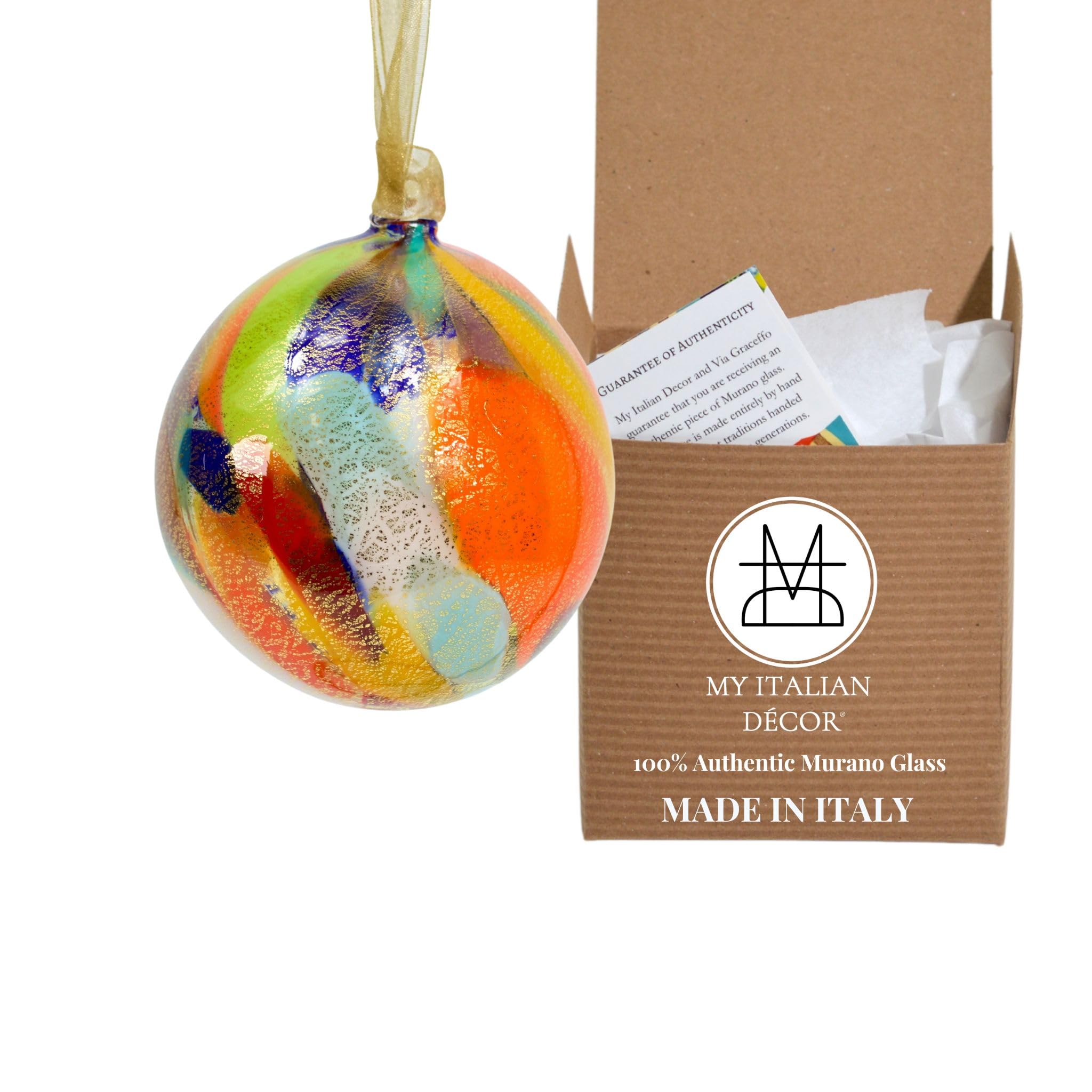 Boule De Noël En Verre Soufflé Peint à La Main - Diamètre 9 Cm, Rouge, Fabriqué En Ukraine