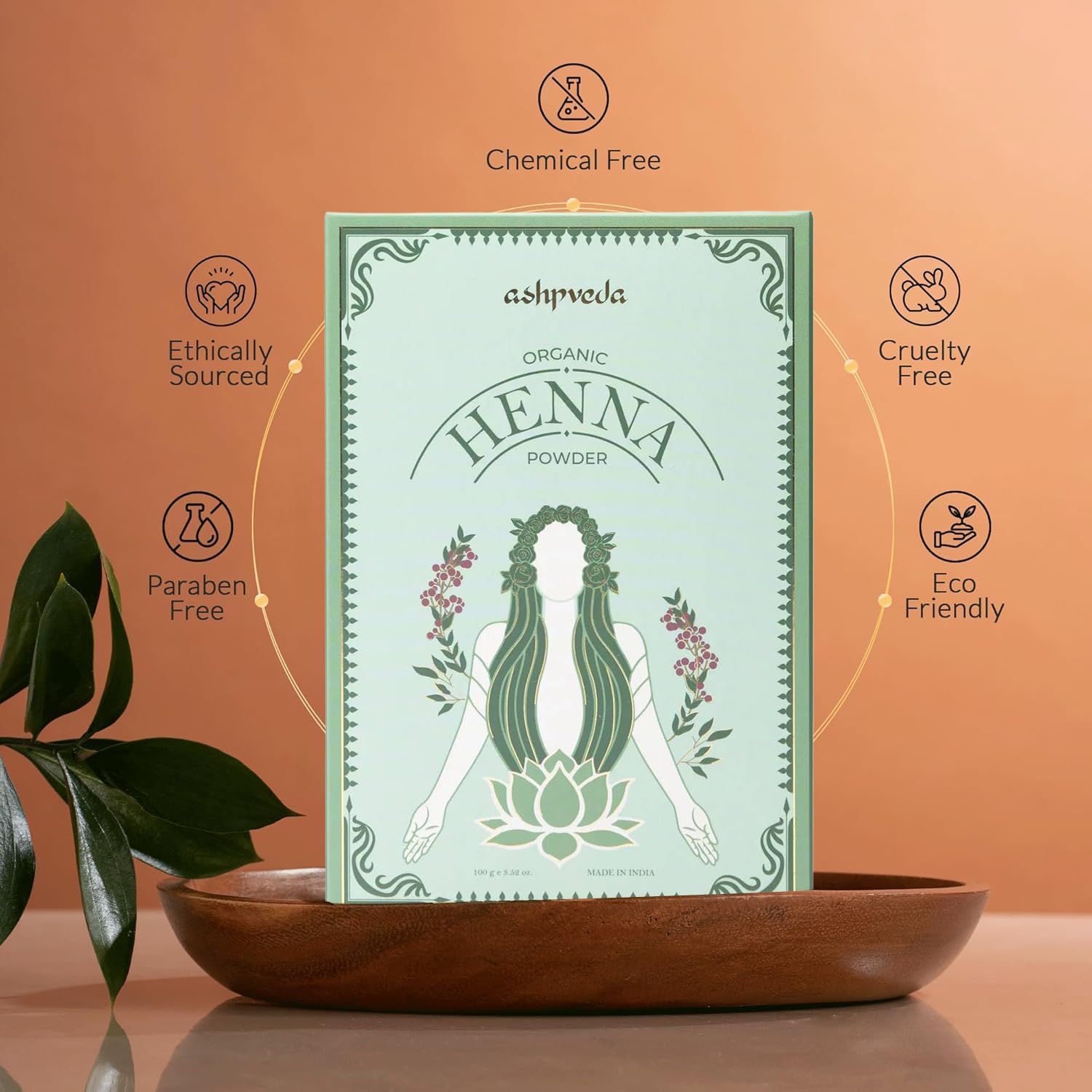 Organic Henna Powder Hair Colour - Triple Refined, Sun Dried, Natural & Herbal Premium Henna Powder with Shikakai and Bhringraj | No Ammonia, No Chemical | Nourishes Hair and Scalp (100 gm)