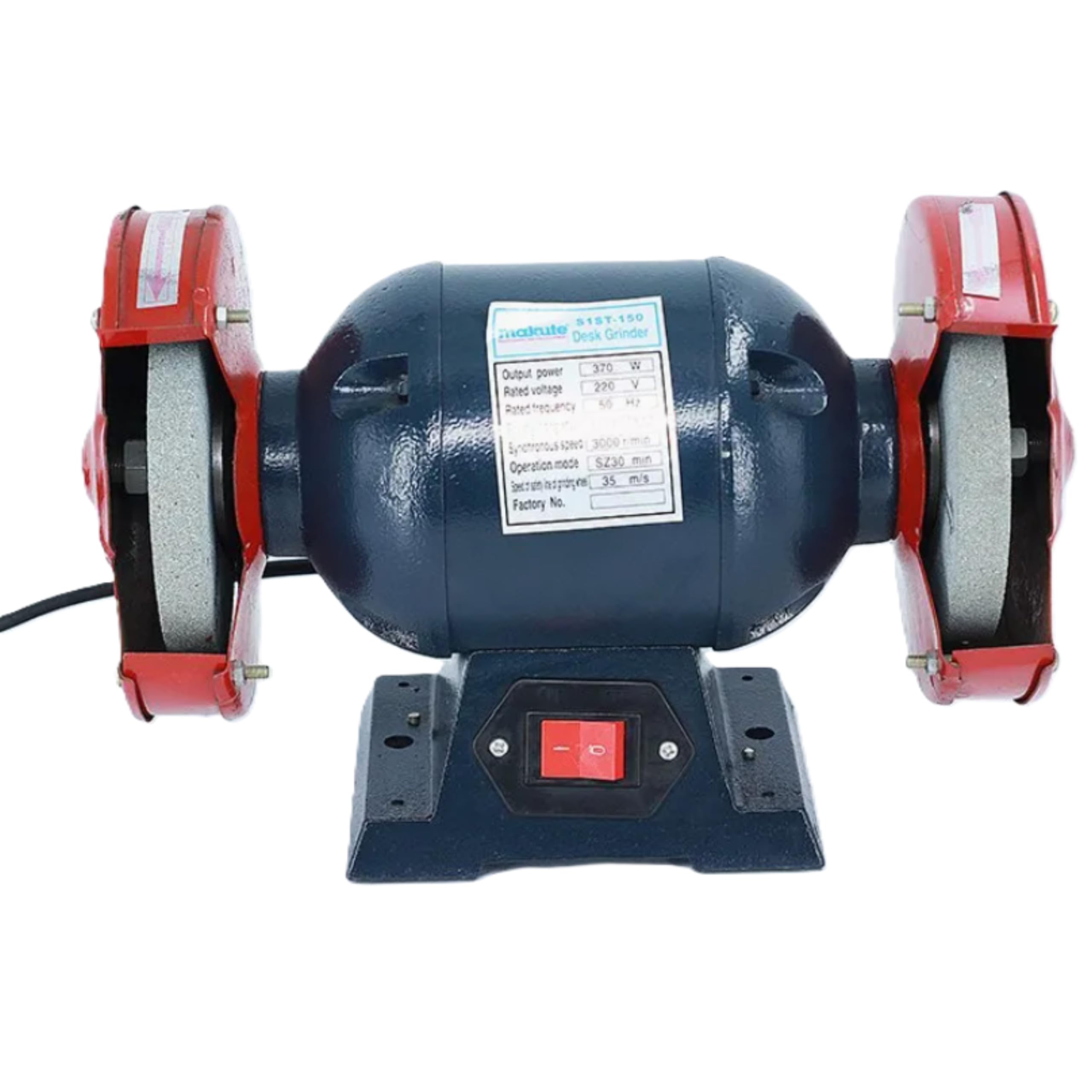 Makute Heavy Duty 150mm Bench Grinder, 370W Power, 3000 RPM, Dual Voltage 230/110V - Ideal for Sharpening, Grinding, and Polishing, SIST-150