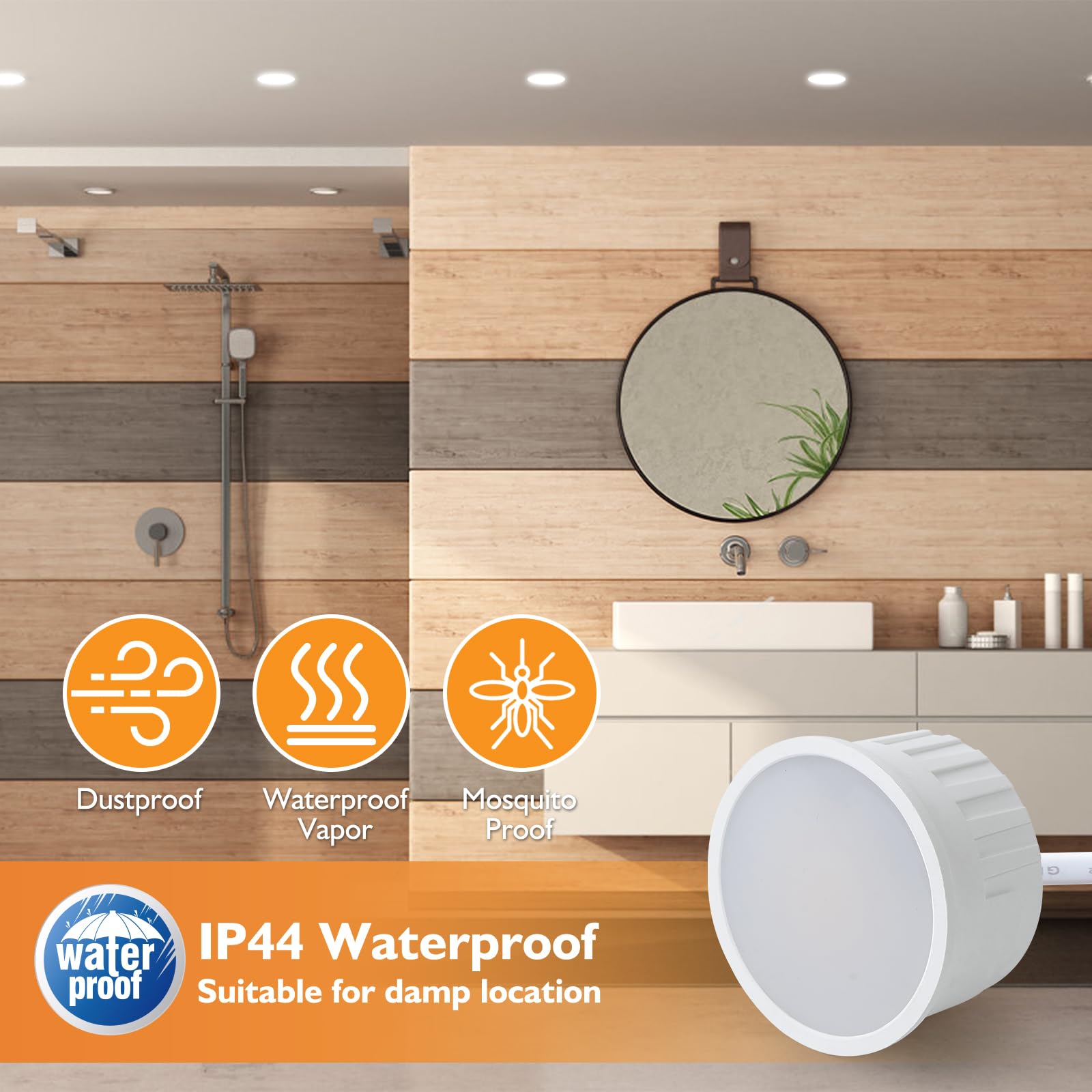 HCFEI Modulo LED ultra piatto, diametro 50 x 24 mm, per faretto da incasso, 5 W, 450 lm, 110° 230 V, bianco caldo, bianco naturale, bianco freddo, sostituisce lampadine GU10 MR16, impermeabile IP44