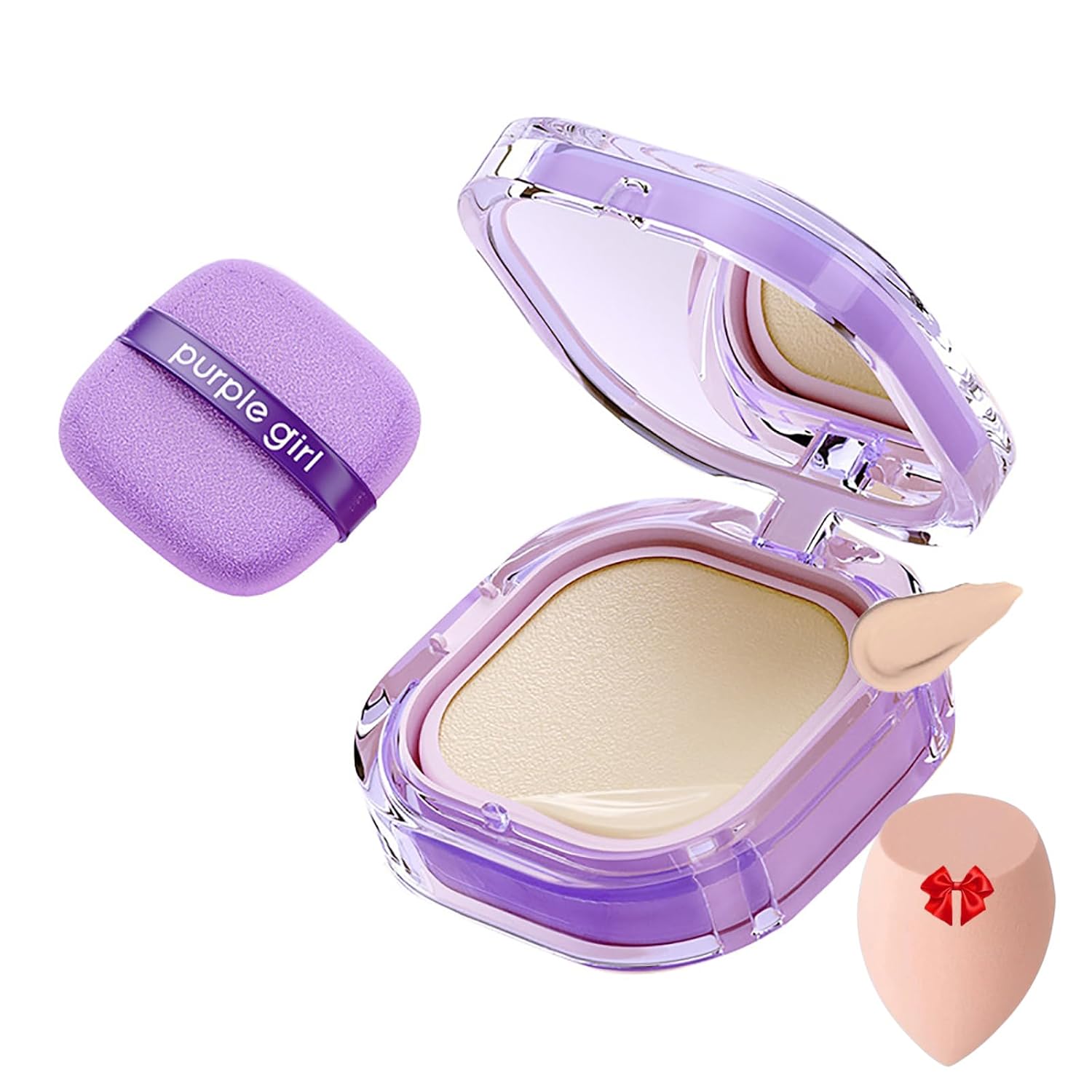Full Coverage Creamy Foundation - BB Cushion Brightening Creamy Foundation, 24H Waterproof & Transfer-Proof, Oil Control, Non-Cakey Flawless Concealer for Contouring, All Skin Types (Natural)