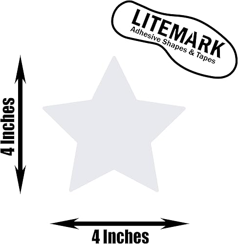 Miniatura 2 de LiteMark Calcomanías adhesivas de estrellas blancas con acabado brillante duradero de 4 pulgadas, ideal para suelos, techos, paredes, portátiles y