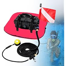 Electric Diving Ventilator 60-70Min, Portable Rechargeable Tankless Diving System, Waterproof Air Compressor, with Diving Breathing Regulator for Recreational Snorkeling & Fish Red-DualBattery
