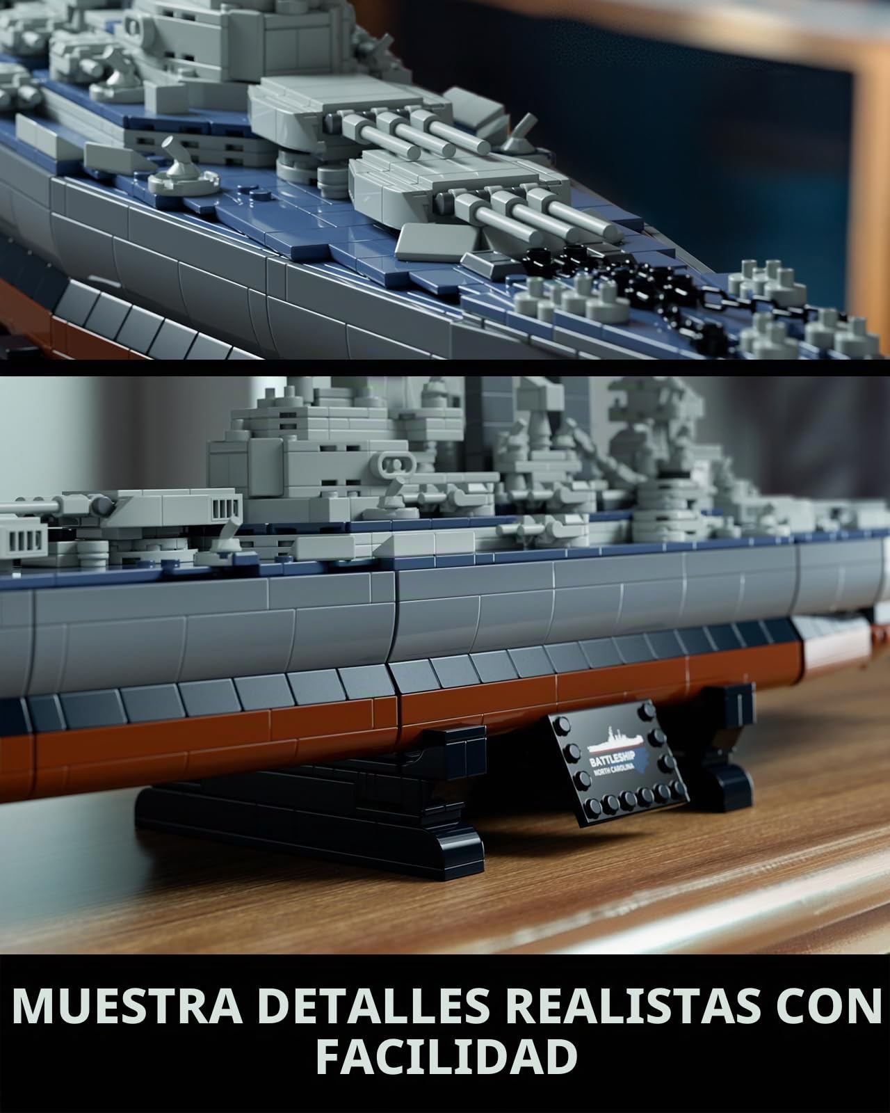 Nifeliz bloques de construcción de acorazado, Modelo de acorazado militar para Adultos, Decoración del Hogar y la Oficina, Regalo para Hombres y Mujeres (NF10280, 1911 piezas)