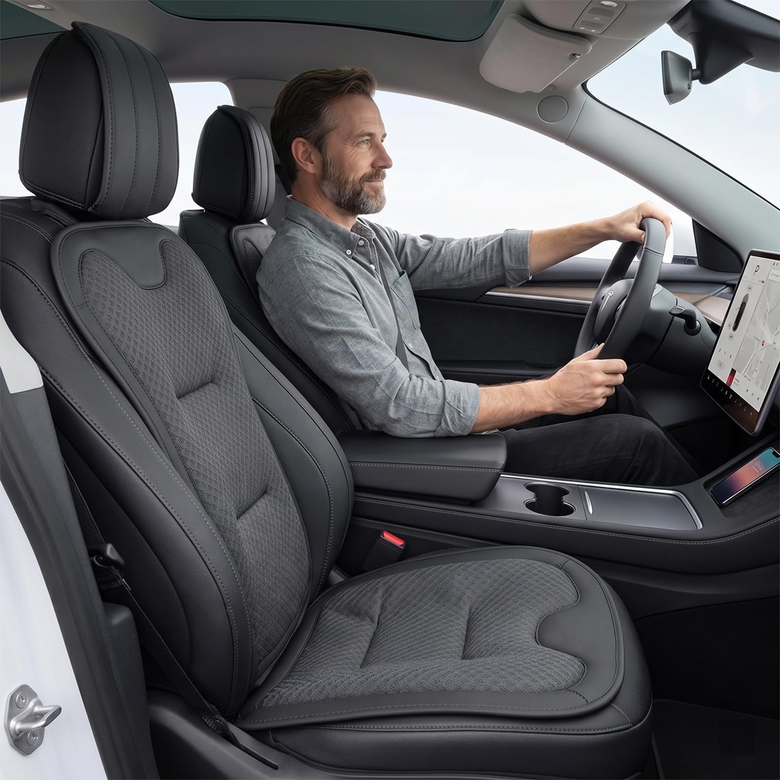 Cuscino Coprisedile Traspirante Universale per Auto, Tessuto a Rete, Fondo Antiscivolo per Conducente, Camion e Veicoli