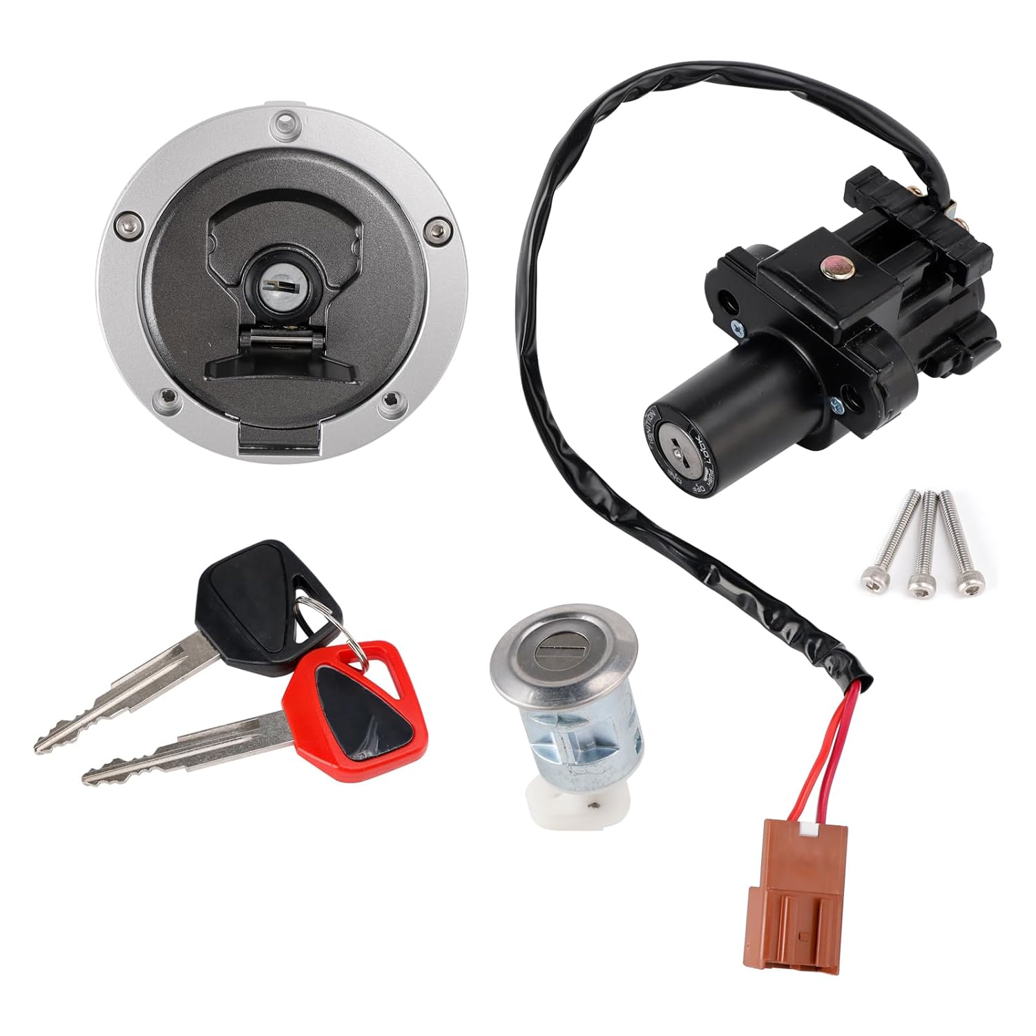 Areyourshop Ignition Switch Lock Set, Gas Cap, Seat Lock, w/Keys Fit for Honda CRF1100A 2021-2023 for Honda CRF1100D4 2020-2023 35010-MKS-A01 35010-MKS-A02