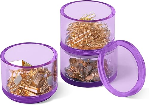 Miniatura 3 de OfficeGoods Organizador de acrílico apilable de 3 niveles con base plateada, organizador de escritorio funcional y elegante para oficina o hogar,