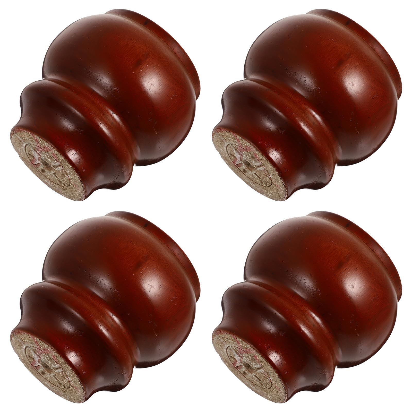 Patas de madera maciza para muebles: pack de 4 soportes robustos color rojo marrón para sofá