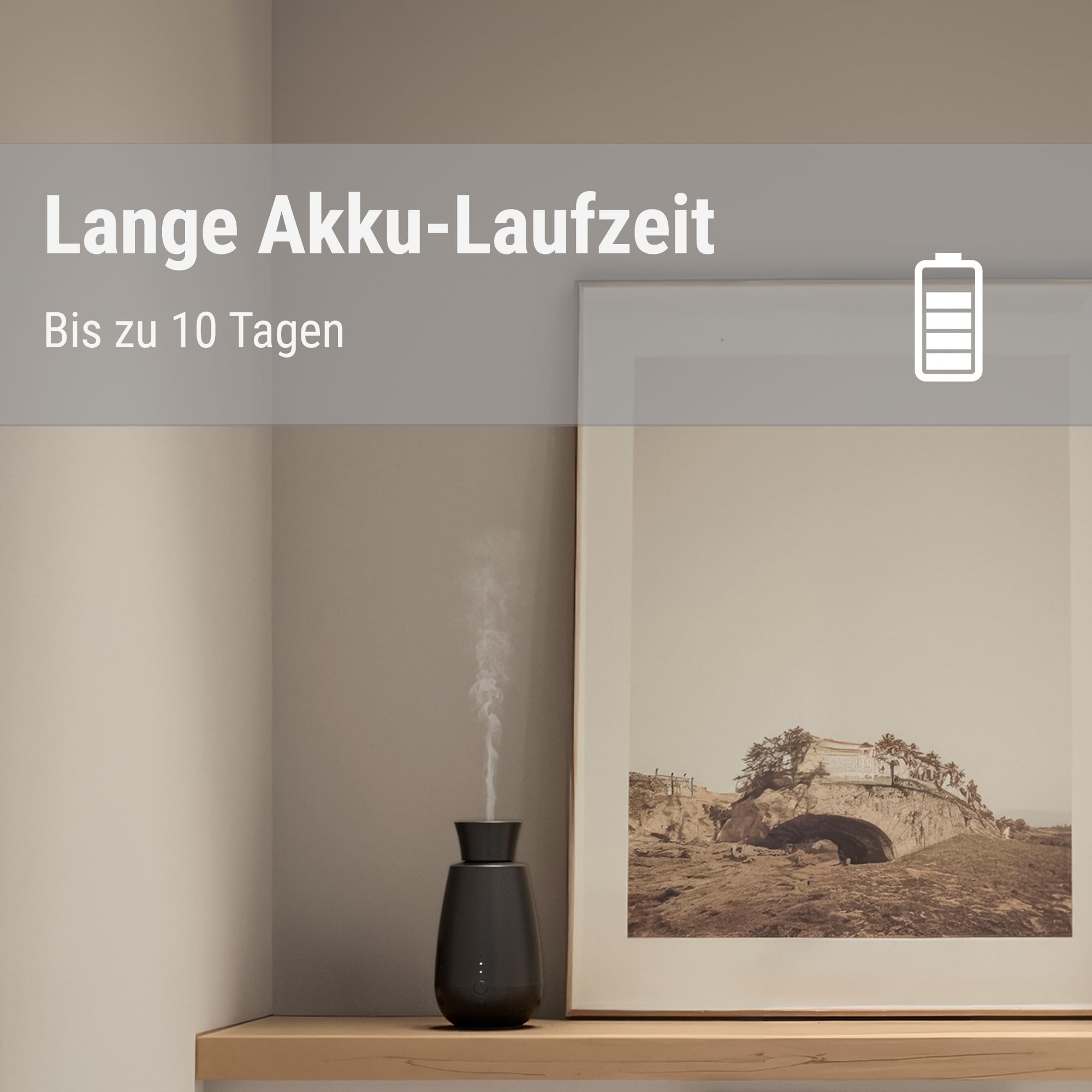 Stadler Form Aroma Diffuser Ella, intelligentes Duft-Spray-System, für ätherische Öle, ohne Wasser, ohne Hitze, intensiver Duft, kabellos, Licht-Sensor, einfache Handhabung, weiß