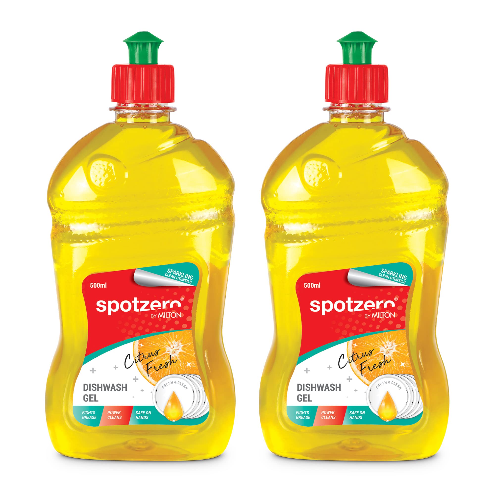 Spotzero By Milton Dishwash Gel Set of 2, 500 ml Each, Citrus | Liquid Dishwash Gel | Fights Grease | Power Cleans-picture-31