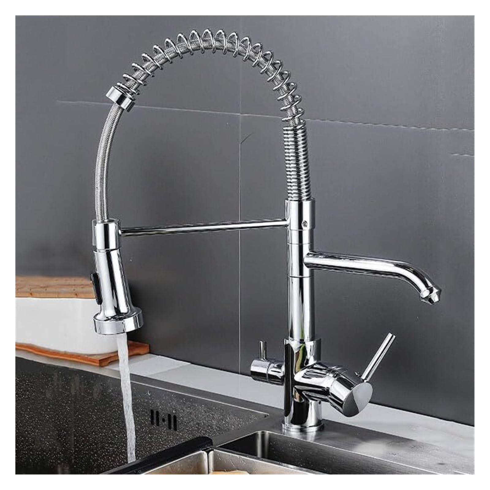 ZQFHSX Pull Out Kitchen Faucet with Water Filter - 360° Swivel for Easy Drinking Access