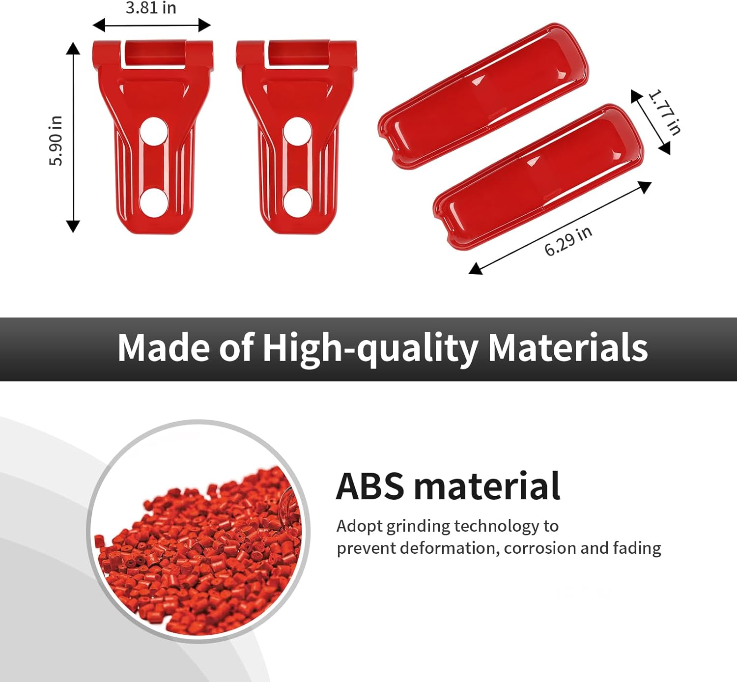 CheroCar 6PCS Car Engine Hood Hinge & Hood Hinge Cover Trim for 2018-2024 Jeep Wrangler JLJLU Gladiator 2-Door and 4-Door (Red)