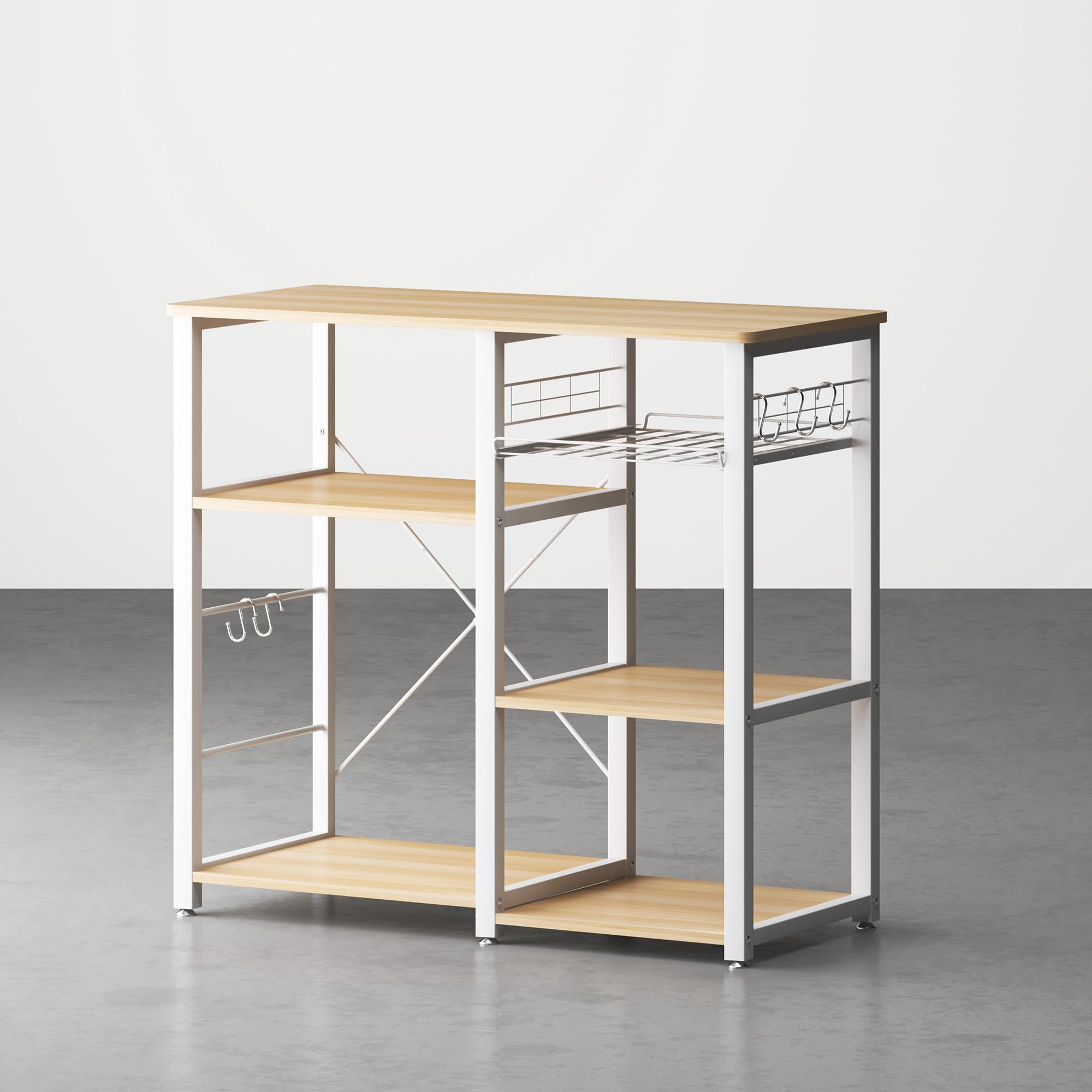 Scaffale da Cucina, 3 +4 Supporto per Forno a Microonde con Ripiani, Mobile cucina salvaspazio con cesti in Filo Metallico, 90x40x83 cm (Acero)