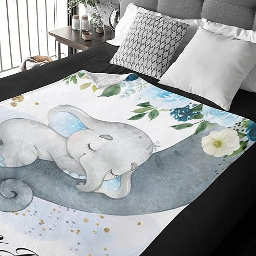 Miniatura 13 de Manta de bebé personalizada con nombre, mantas de bebé de elefante personalizadas para niñas, regalos de bebé, productos para bebés, mantas súper