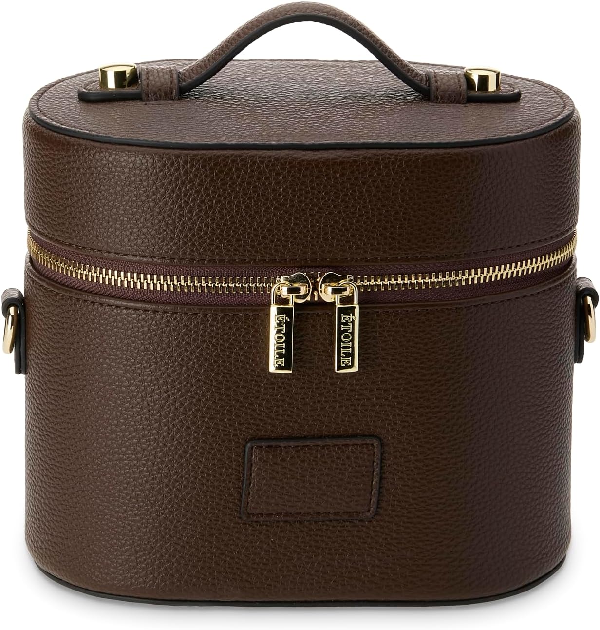 ETOILE – Oval Toiletry Case Espresso – Travel Makeup Bag Organizer with Shoulder Strap and Removable Divider