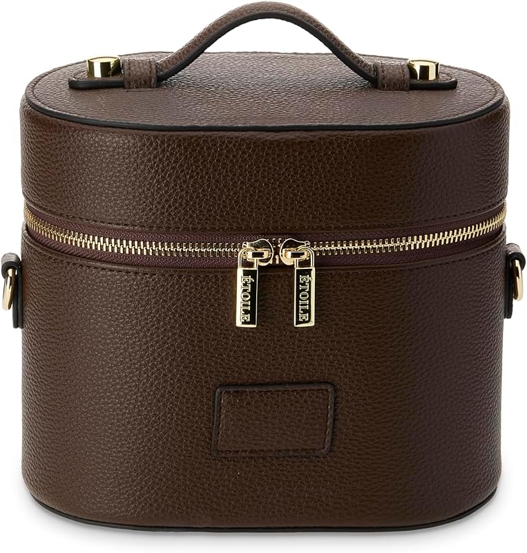 Necessaire oval ETOILE Espresso com alça de ombro e divisor removível