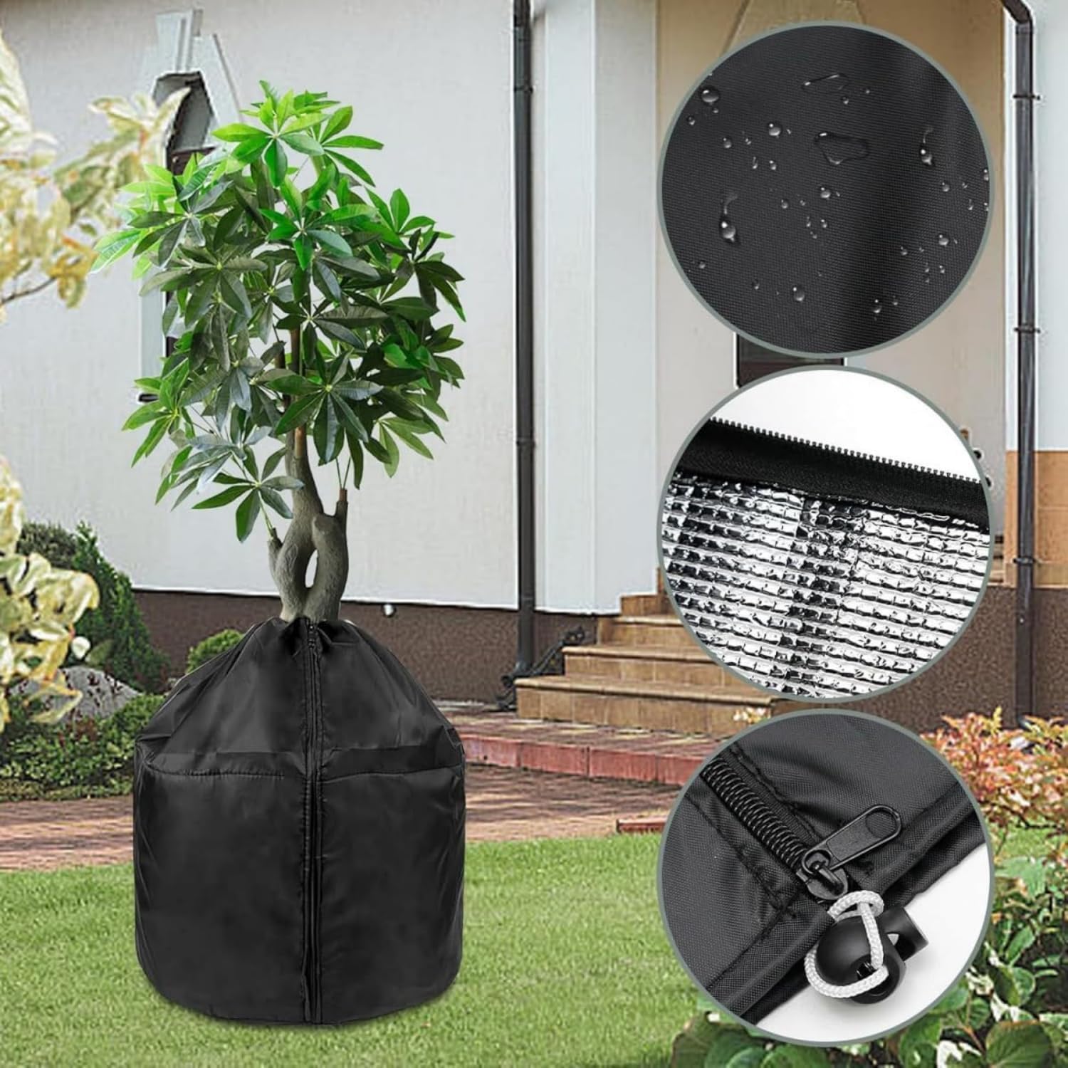 Paquete de 2 fundas protectoras para plantas de invierno, transpirables, resistentes al desgaste, con cordón y cremallera para plantas en macetas, árboles frutales