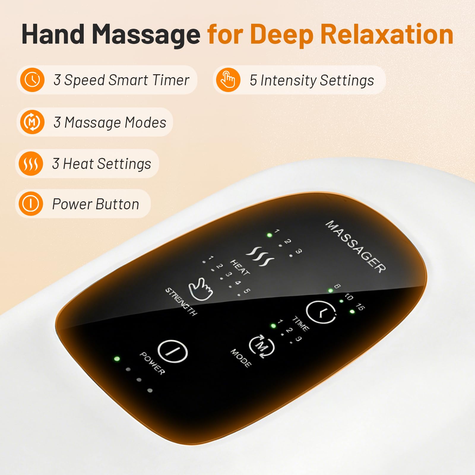 Handmassagegerät mit Wärme, Druckmassage, Fingerdehnung | 3 Temperaturstufen, 3 Programme, 5 Druckstufen, Großes Modell, Arthrose Handschuhe,Geschenk für Frauen und Männer