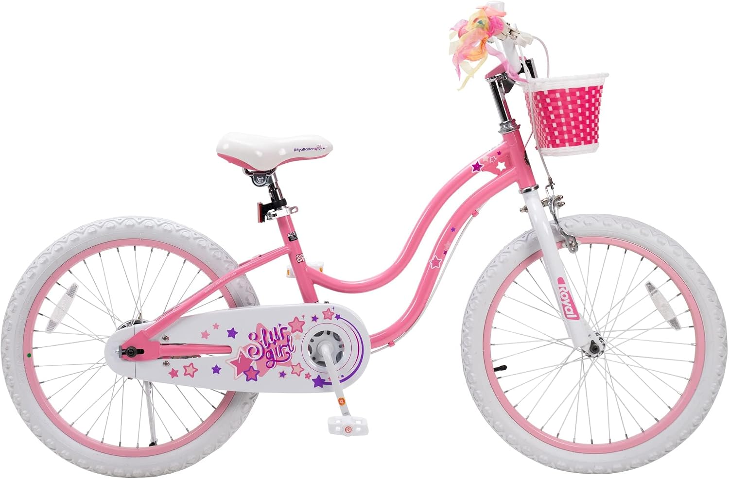 RoyalBaby Girls Bike with Training Wheels and Dual Handbrake, Stargirl Kids Bicycle 20 Inch Toddlers to Big Kids 7-13 Years, Star Pink