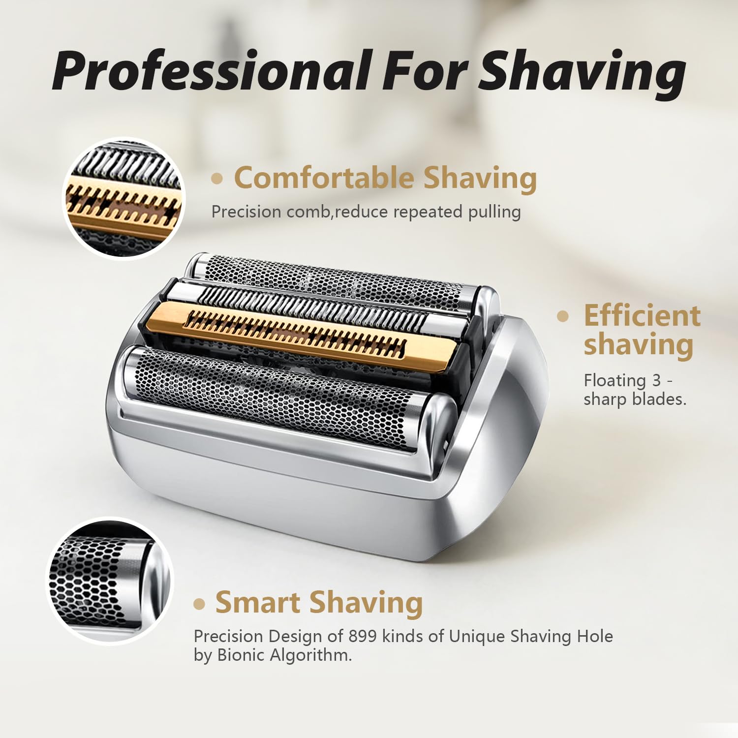 92M Scherkopf Kompatibel mit Braun Series 9, Ersatzrasierkopf Kompatibel mit Braun Series 9 9290cc, 9291cc, 9370cc, 9385cc – 1 Packung