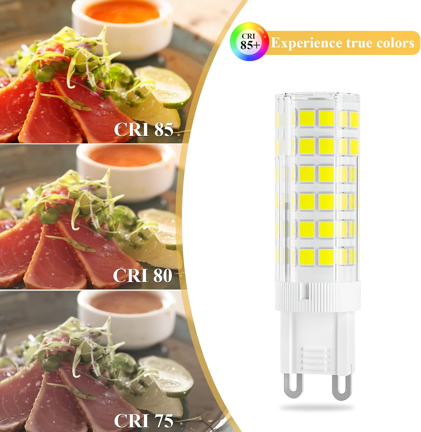 DiCUNO G9 LED Bulb, Ceramic Base Light Bulb 6W (60W Halogen Equivalent), 550LM, Daylight White 6000K, Non-Dimmable Replacement for Home Lighting, 12-Pack