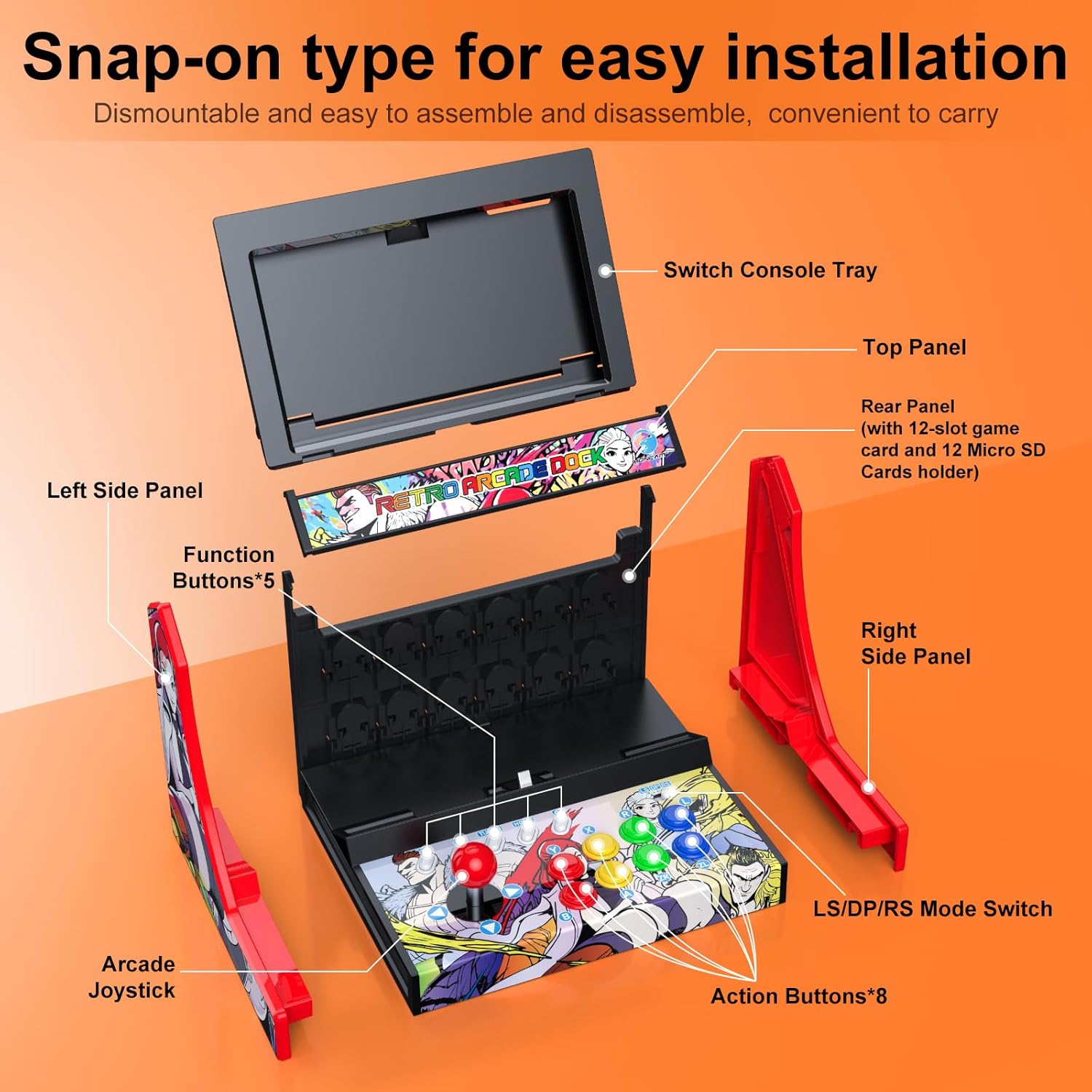 Switch Arcade Stick for Nintendo Switch/OLED/Switch 2,Retro Arcade Machines for Home and Arcade Gaming Cabinet Stand for Street Fighter and The King of Fighters(Screen Not Included)