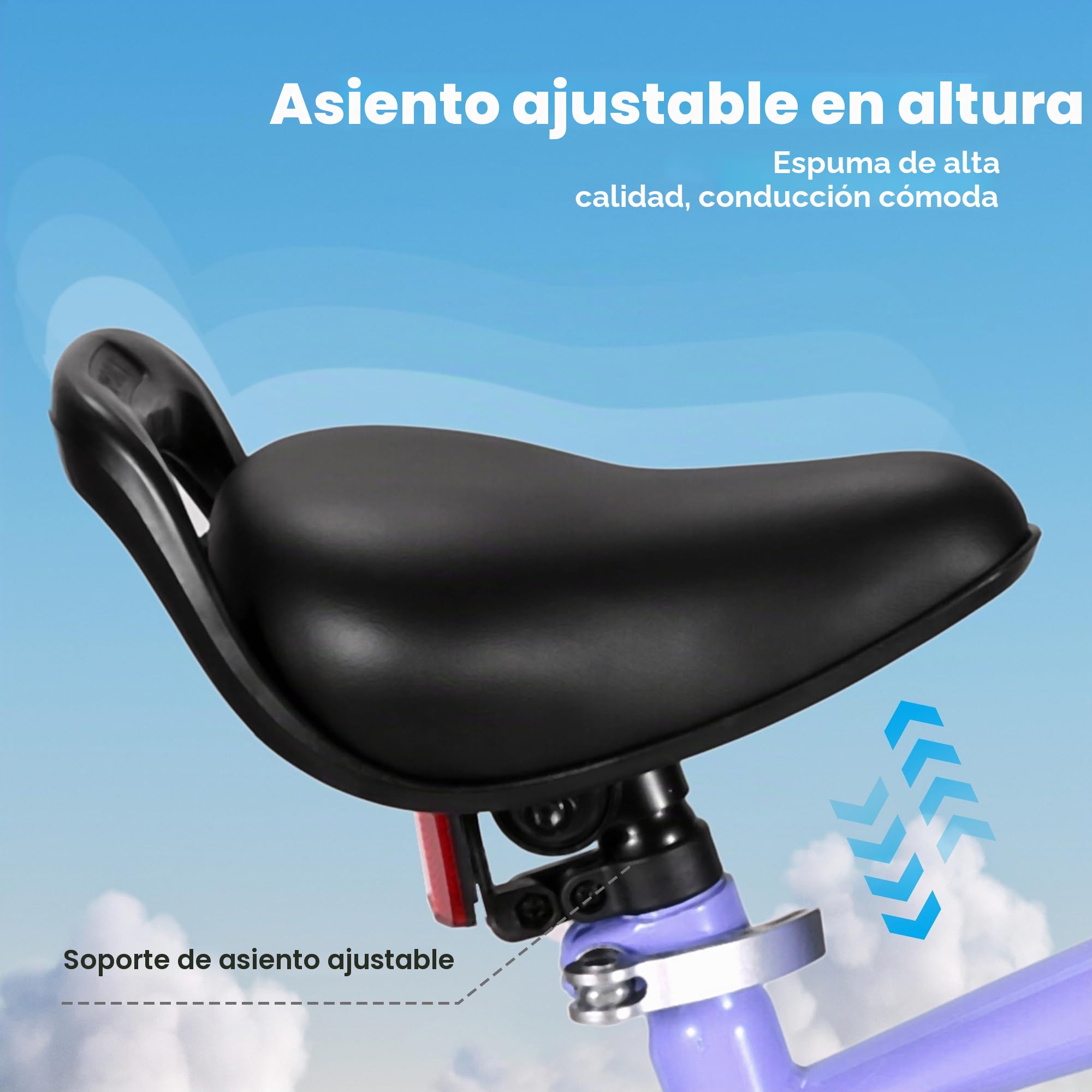 BODIOO Bicicleta infantil de 14 pulgadas, bicicleta para niños y niñas con ruedas estabilizadoras, marco estable, asiento ajustable, freno de contrapedal y freno de mano, adecuado para ciclistas de 94