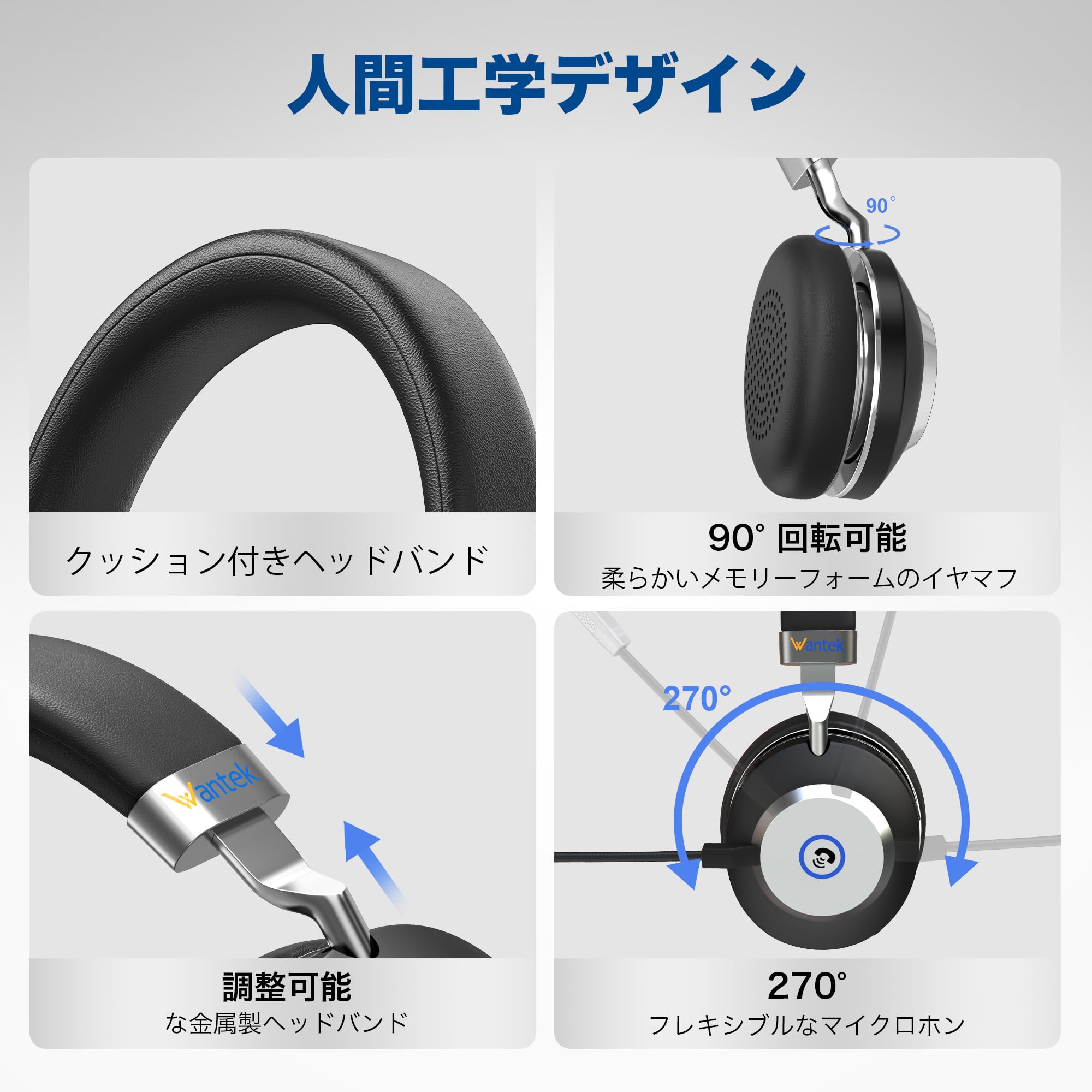 Amazon.co.jp: Wantek ワイヤレスヘッドセット Bluetoothヘッド