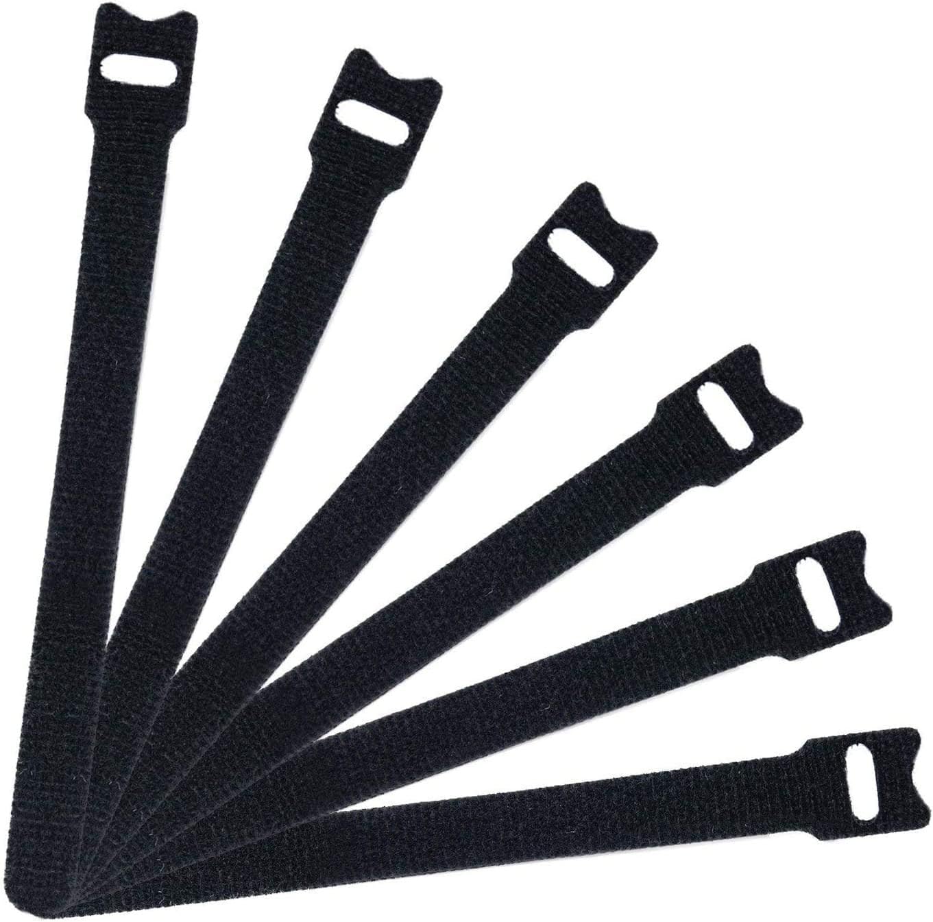 Reusable Cable Ties Management Microfiber fastening cloth, Adjustable Fastener Cable Strap Hook and Loop Cord Ties, Black. (6 inch 20 Pieces)
