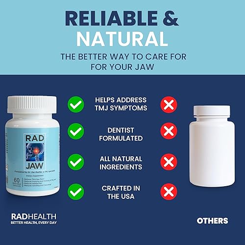 Miniatura 7 de RAD JAW - Suplemento TMJ para mujeres y hombres, alivio de la ATM a base de nutrientes, apoyo a las molestias de la mandíbula, dolor objetivo,