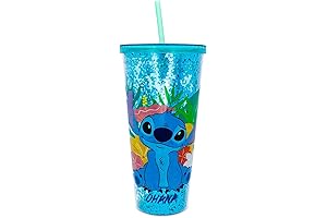 Disney Lilo & Stitch Ohana Stitch Party Cups with Reusable Straw and Leakproof Lid